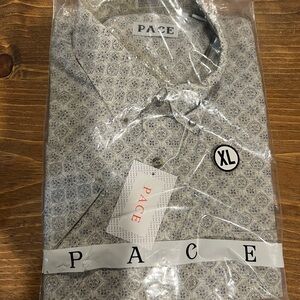 Men's Gray Patterned Short Sleeve Shirt